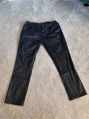 Lauren Jeans Co Ralph Lauren Black Metallic Shiny Straight Leg Waxed Denim Pants